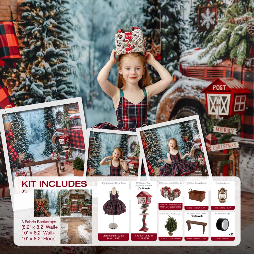 Kate Winter Christmas Tree Truck Gifts  Roomset Photo Kit