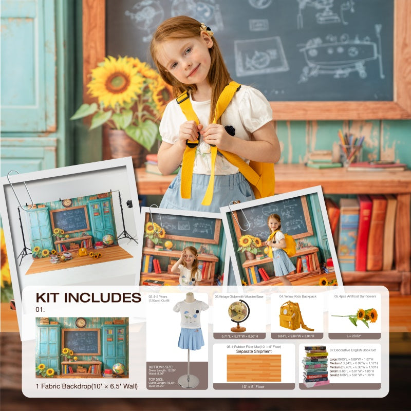 Kate Back to School Blackboard Book Sunflower Photo Kit
