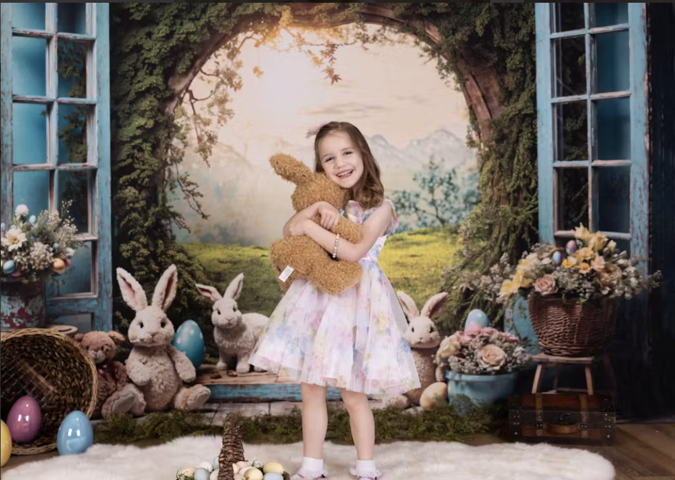 Kate Easter Bunny Window View Backdrop